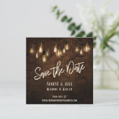 Edison Lights & Industrial Brown Briwn Wall Save The Date (Stehend Vorderseite)