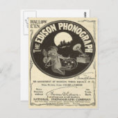 Edison Phonograph Halloween Ad Kürbislaterne Postkarte (Vorne/Hinten)