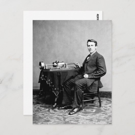 Edison und sein Phonograph 1887 Postkarte (Vorne/Hinten)