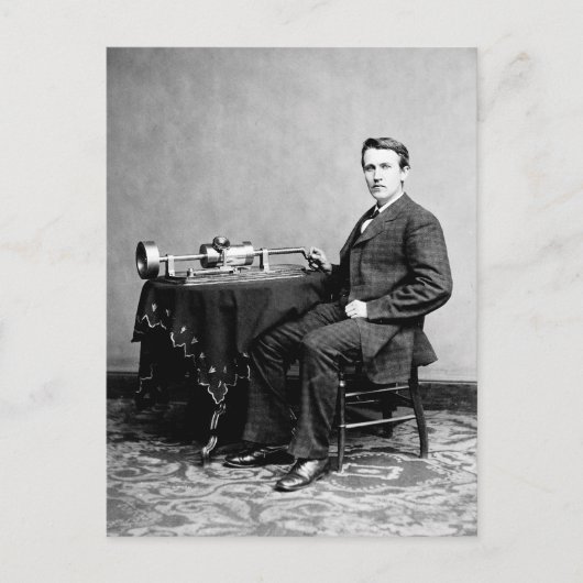 Edison und sein Phonograph 1887 Postkarte (Vorderseite)
