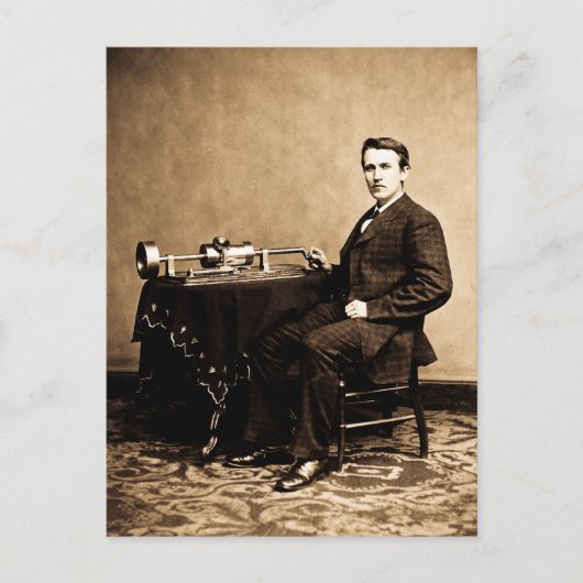 Edison und sein Phonograph 1887 Postkarte (Vorderseite)