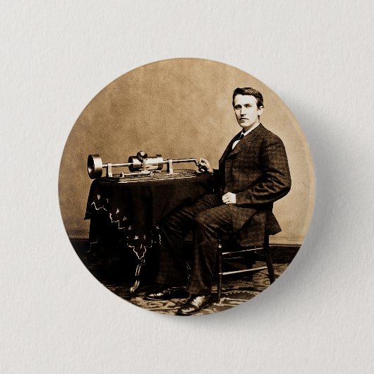 Edison und sein Plattenspieler 1887 Button (Vorderseite)