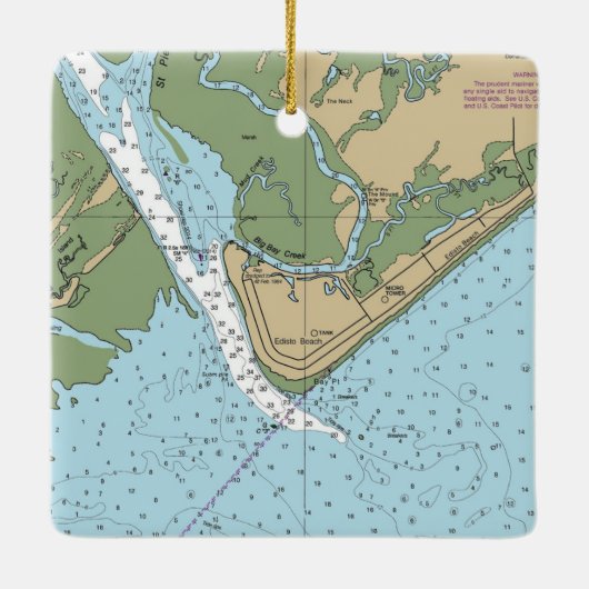 Edisto Beach South Carolina Chart Keramikornament (Rückseite)