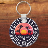 Edisto Beach South Carolina Retro Sunset Souvenir Schlüsselanhänger (Vorderseite)