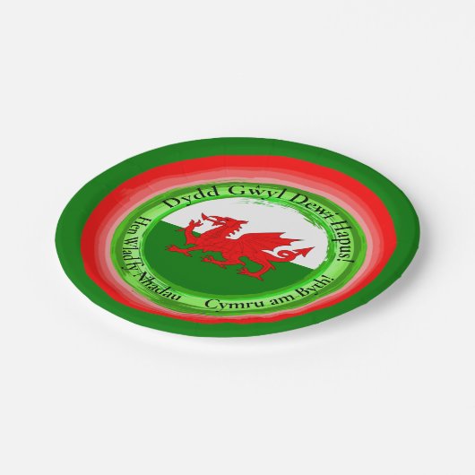 Edit Matching Welsh Dragon St David's Day 7" Pappteller (Schrägansicht)