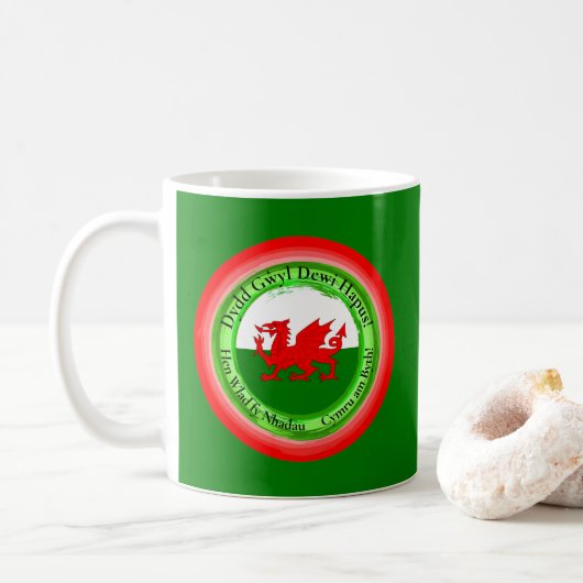 Edit Matching Welsh Dragon St David's Day Kaffeetasse (Mit Donut)