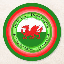 Edit Matching Welsh Dragon St David's Day Runder Pappuntersetzer