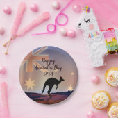 "Edit Text Flag Kangaroo Australia Day 7" Pappteller (Party)