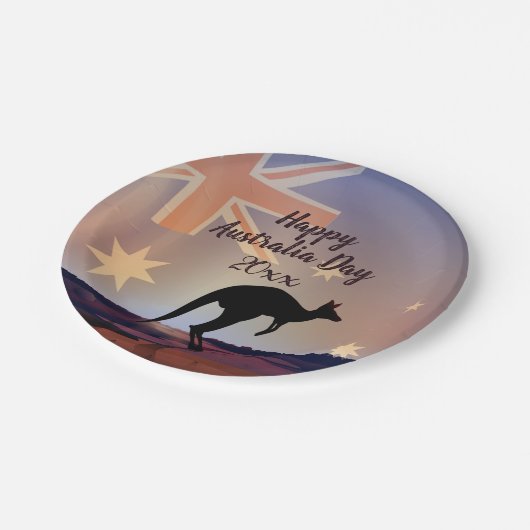 "Edit Text Flag Kangaroo Australia Day 7" Pappteller (Schrägansicht)