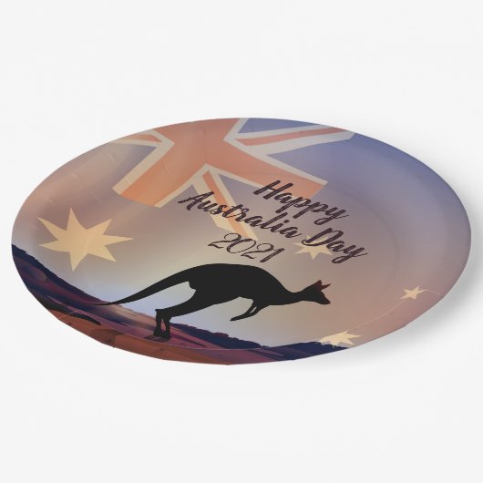 "Edit Text Flag Kangaroo Australia Day 9" Pappteller (Schrägansicht)