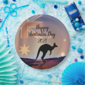 "Edit Text Flag Kangaroo Australia Day 9" Pappteller (Party)