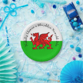 Edit Text Welsh Flag Red Dragon Christmas 7" Pappteller (Party)