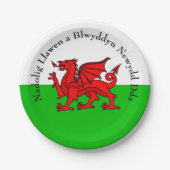 Edit Text Welsh Flag Red Dragon Christmas 7" Pappteller (Vorderseite)