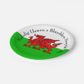 Edit Text Welsh Flag Red Dragon Christmas 7" Pappteller (Schrägansicht)