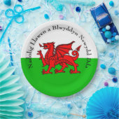 Edit Text Welsh Flag Red Dragon Christmas 9" Pappteller (Party)