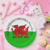 Edit Text Welsh Flag Red Dragon Christmas 9" Pappteller (Party)