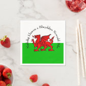 Edit Text Welsh Flag Red Dragon Christmas Cocktail Serviette (Beispiel)