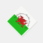Edit Text Welsh Flag Red Dragon Christmas Cocktail Serviette (Ecke)