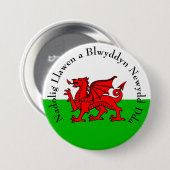 Edit Text Welsh Flag Red Dragon Weihnachten Button (Vorne & Hinten)