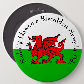 Edit Text Welsh Flag Red Dragon Weihnachten Button (Vorne & Hinten)
