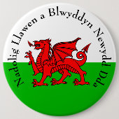 Edit Text Welsh Flag Red Dragon Weihnachten Button (Vorderseite)