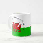 Edit Text Welsh Flag Red Dragon Weihnachten Kaffeetasse (Vorderseite Links)