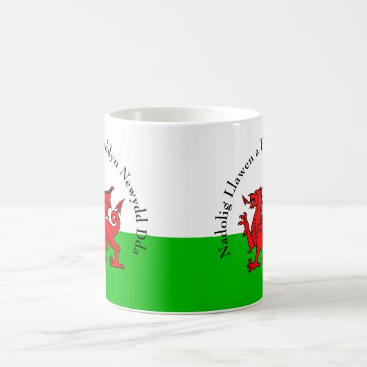 Edit Text Welsh Flag Red Dragon Weihnachten Kaffeetasse (Mittel)