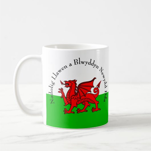 Edit Text Welsh Flag Red Dragon Weihnachten Kaffeetasse (Links)