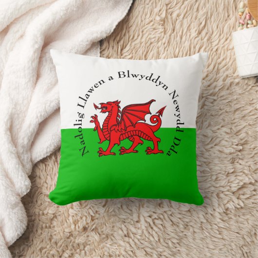 Edit Text Welsh Flag Red Dragon Weihnachten Kissen (Decke)