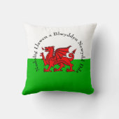 Edit Text Welsh Flag Red Dragon Weihnachten Kissen (Rückseite)