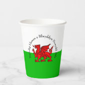 Edit Text Welsh Flag Red Dragon Weihnachten Pappbecher (Rückseite)