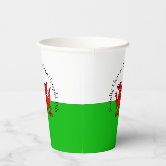 Edit Text Welsh Flag Red Dragon Weihnachten Pappbecher (Rechts)