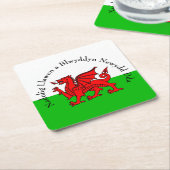 Edit Text Welsh Flag Red Dragon Weihnachten Rechteckiger Pappuntersetzer (angewinkelt)