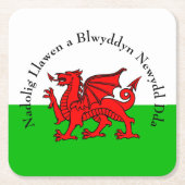 Edit Text Welsh Flag Red Dragon Weihnachten Rechteckiger Pappuntersetzer (Vorderseite)