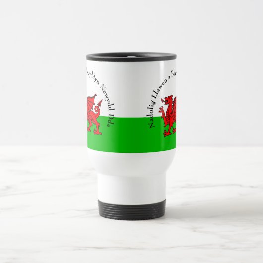 Edit Text Welsh Flag Red Dragon Weihnachten Reisebecher (Mittel)