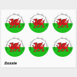 Edit Text Welsh Flag Red Dragon Weihnachten Runder Aufkleber