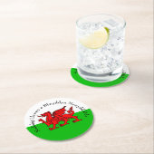 Edit Text Welsh Flag Red Dragon Weihnachten Runder Pappuntersetzer (Vor Ort)