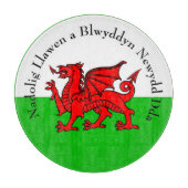 Edit Text Welsh Flag Red Dragon Weihnachten Schneidebrett (Vorderseite)