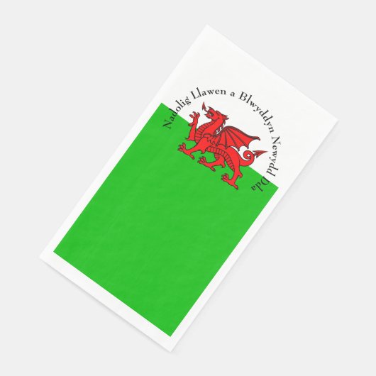 Edit Text Welsh Flag Red Dragon Weihnachten Serviette (Ecke)