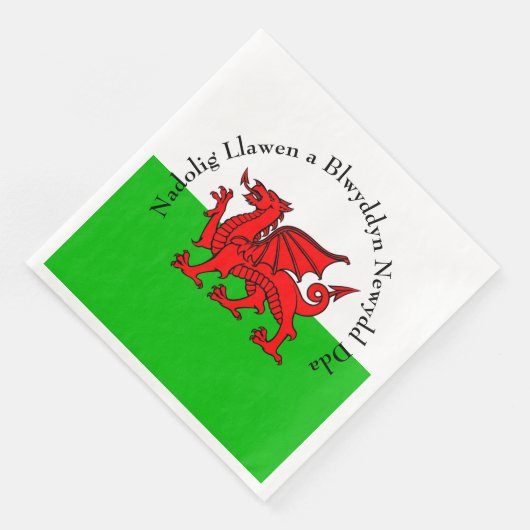 Edit Text Welsh Flag Red Dragon Weihnachten Serviette (Ecke)