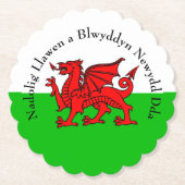 Edit Text Welsh Flag Red Dragon Weihnachten Untersetzer (Vorderseite)