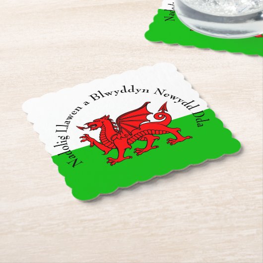 Edit Text Welsh Flag Red Dragon Weihnachten Untersetzer (angewinkelt)