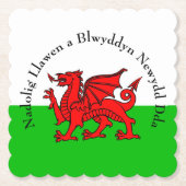 Edit Text Welsh Flag Red Dragon Weihnachten Untersetzer (Vorderseite)