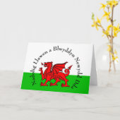 Edit Text Welsh Flag Red Dragon Weihnachtsgrüßen Karte (Gelbe Blume)