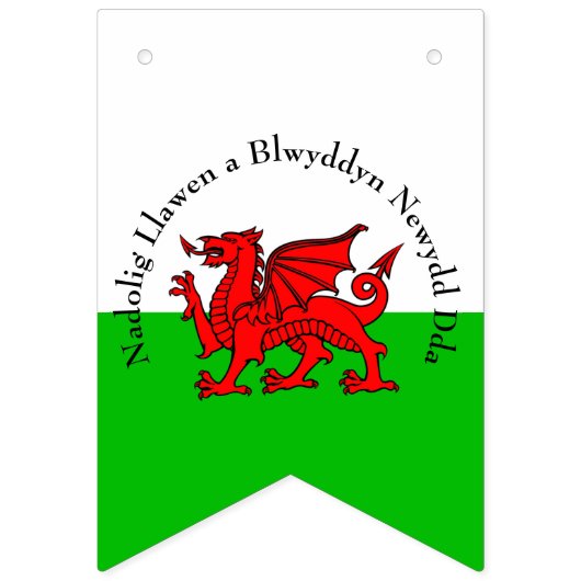 Edit Text Welsh Flag Red Dragon Weihnachtsjagd Wimpelkette (Zweite Fahne)