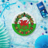 Edit Text Year Welsh Flag Red Dragon Christmas 7" Pappteller (Party)