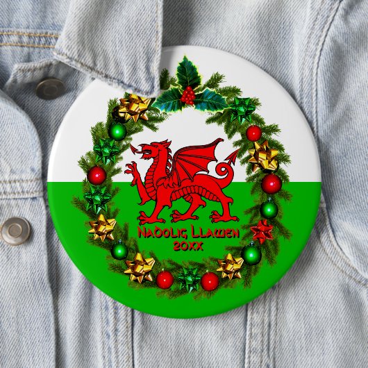 Edit Text Year Welsh Flag Red Dragon Weihnachten Button (Beispiel)