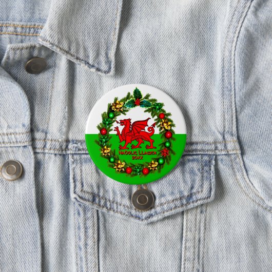 Edit Text Year Welsh Flag Red Dragon Weihnachten Button (Beispiel)
