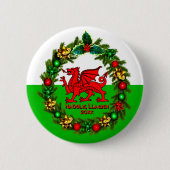 Edit Text Year Welsh Flag Red Dragon Weihnachten Button (Vorderseite)