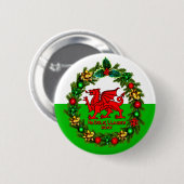 Edit Text Year Welsh Flag Red Dragon Weihnachten Button (Vorne & Hinten)